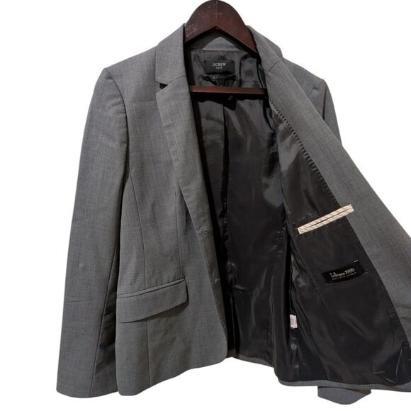 J.Crew 1035 Bi-Stretch Blazer Wool Blend Tollegno 1900 Grey Size 12 STY 95961 - Picture 3 of 8